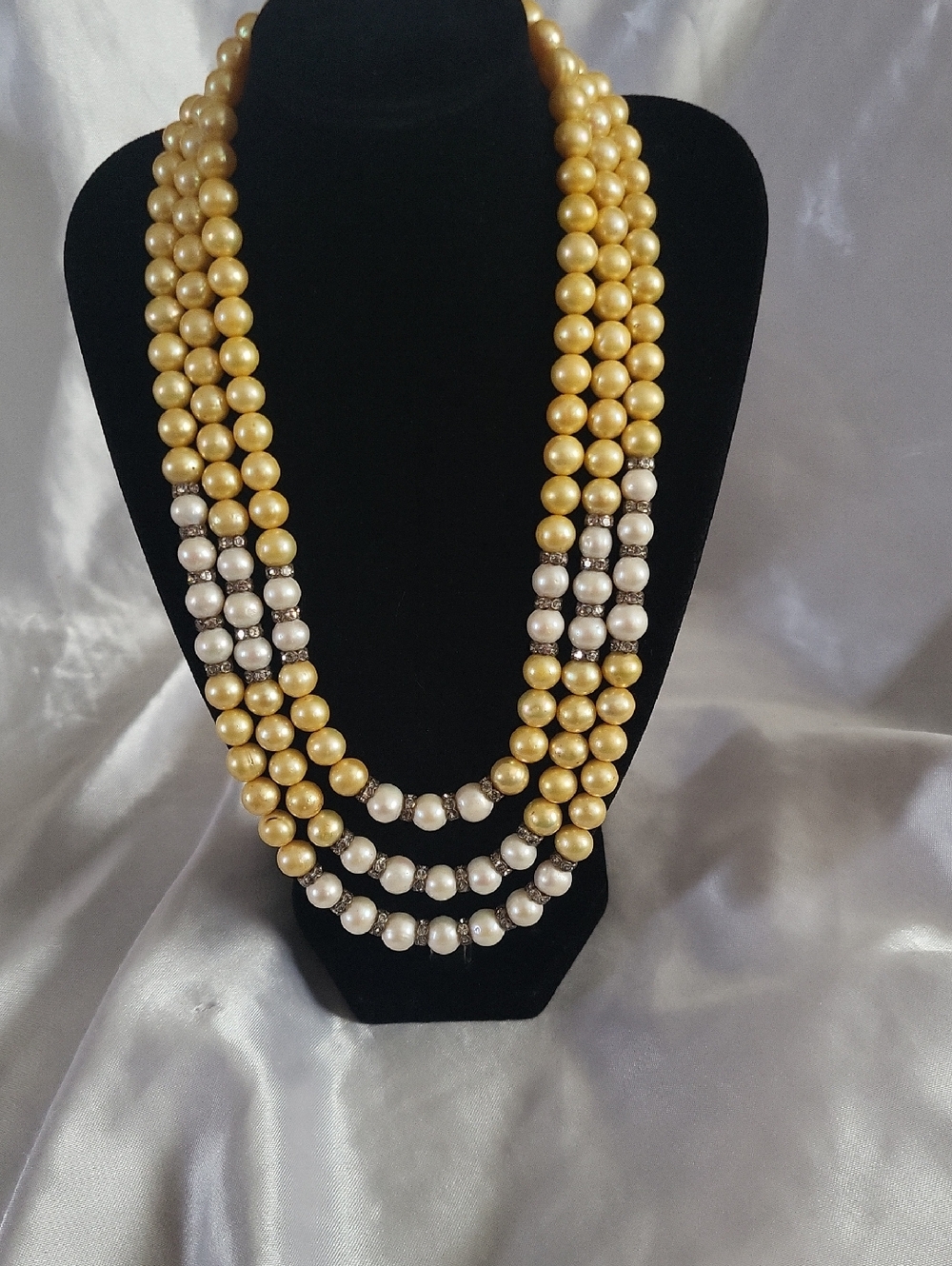 New Genuine Pearl Triple-Strand Necklace